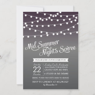Mid Summer Night String Light Dinner Party Invite