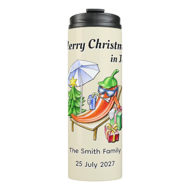 Mid Summer Tropical Christmas Spicy Pool Party Thermal Tumbler (Front)