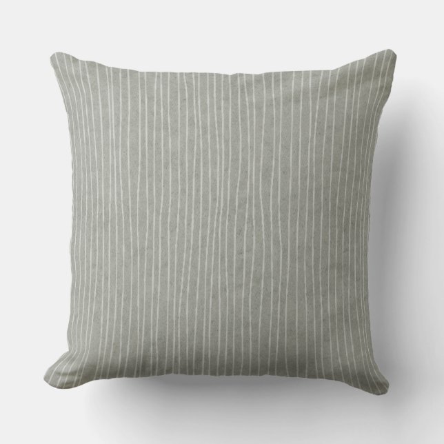 Mid-tone Grey Stripes Throw Pillow (Front)
