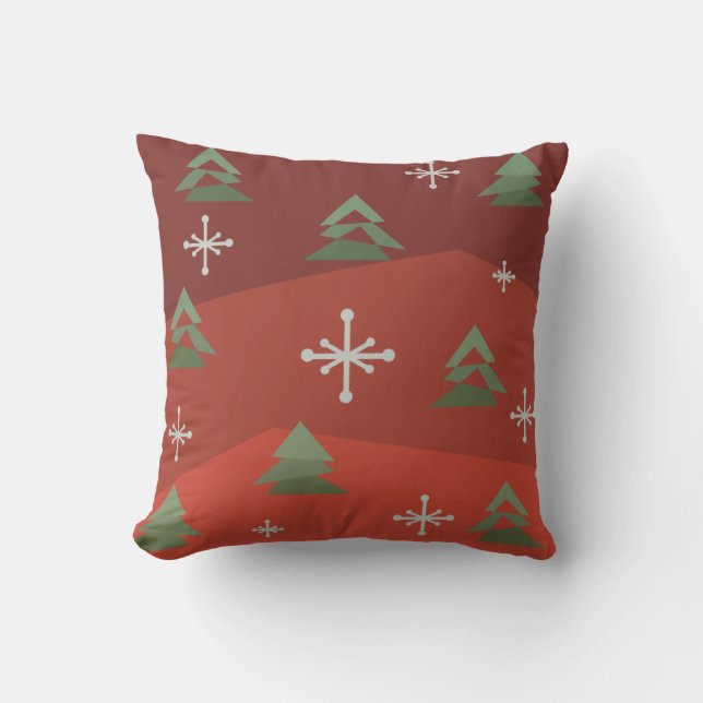 MidCentury Abstract Christmas Trees Cushion (Front)