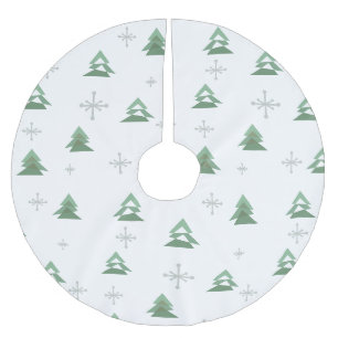 MidCentury Abstract Christmas Trees Winter Brushed Polyester Tree Skirt