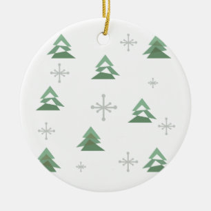 MidCentury Abstract Christmas Trees Winter Ceramic Tree Decoration