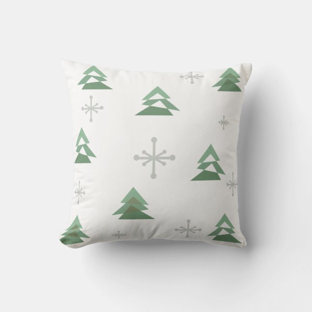 MidCentury Abstract Christmas Trees Winter Cushion (Front)