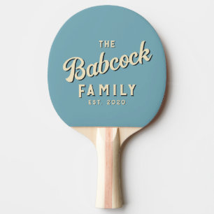 MidCentury Aqua Afternoon Retro Family Name & Year Ping Pong Paddle