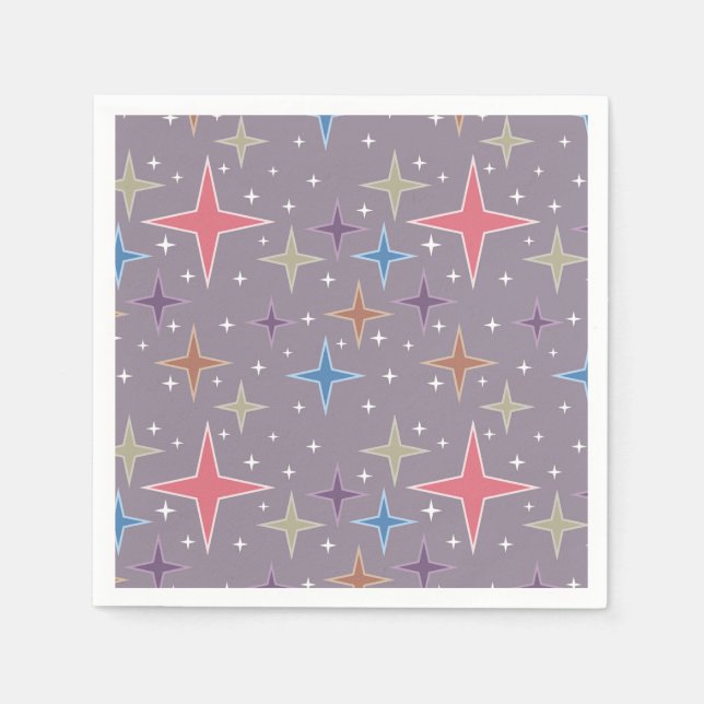 Midcentury Atomic Age Stars Napkin (Front)