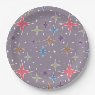 Midcentury Atomic Age Stars Paper Plate