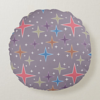 Midcentury Atomic Age Stars Round Cushion