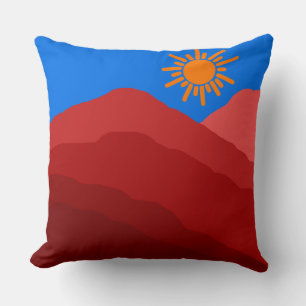 midcentury boho modern retro abstract red mountain cushion