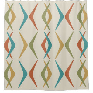 Midcentury Boomerangs Multicolored Light Shower Curtain