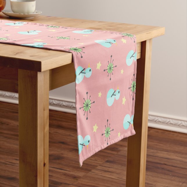 Midcentury Christmas Vintage Snowmen Short Table Runner (In Situ)