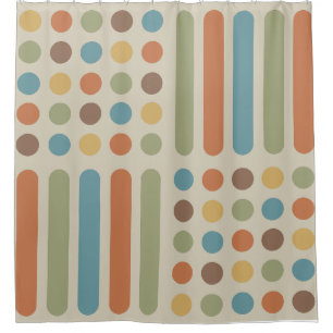 Midcentury Circles Lines Multicolored 1 Shower Curtain