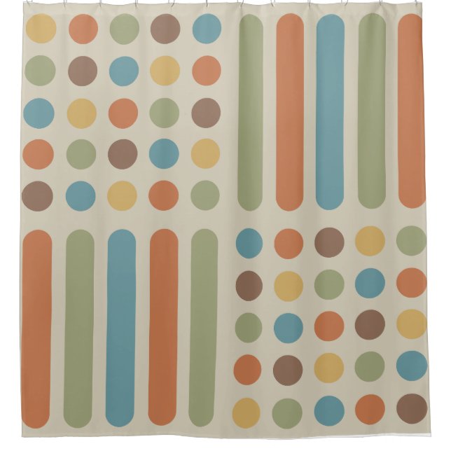 Midcentury Circles Lines Multicolored 1 Shower Curtain (Front)