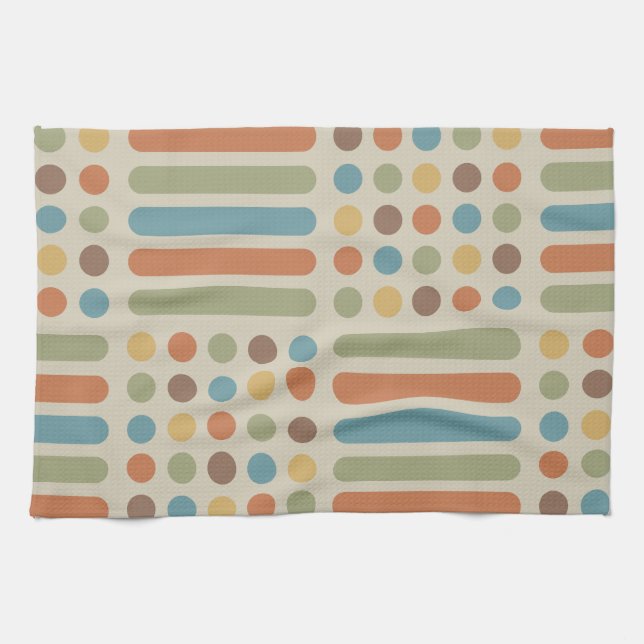 Midcentury Circles Lines Multicolored 1 Tea Towel (Horizontal)