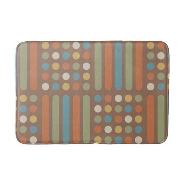 Midcentury Circles Lines Multicolored 2 Bath Mat (Front)