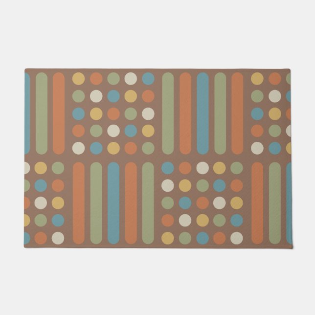 Midcentury Circles Lines Multicolored 2 Doormat (Front)