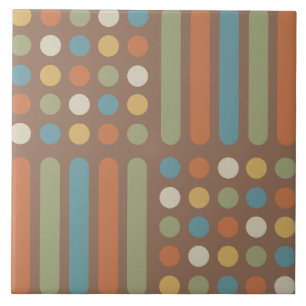 Midcentury Circles Lines Multicolored 2 Tile