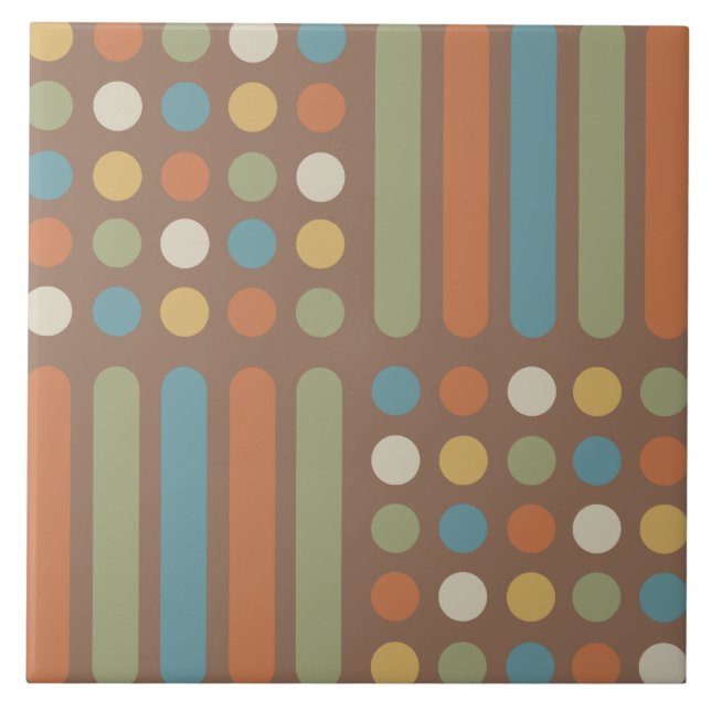 Midcentury Circles Lines Multicolored 2 Tile (Front)