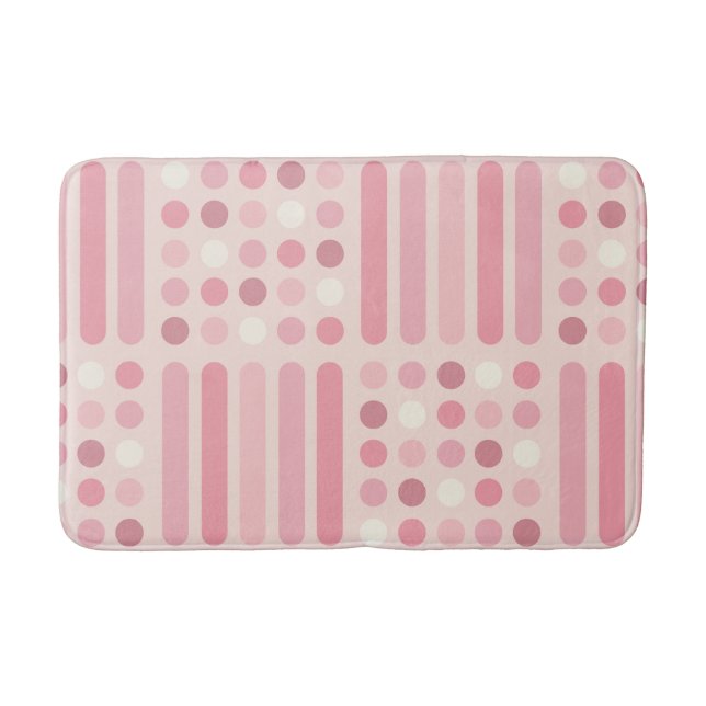 Midcentury Circles Lines Pink Vanilla Bath Mat (Front)