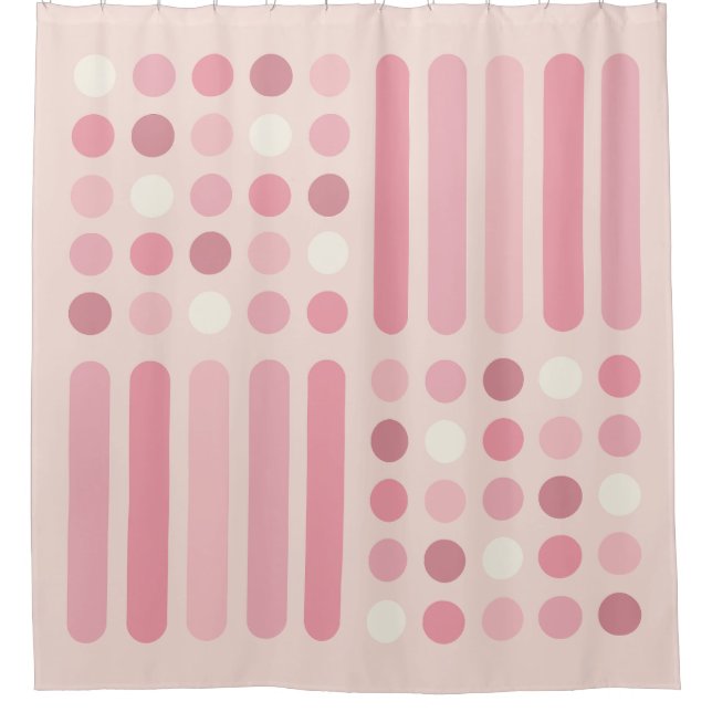 Midcentury Circles Lines Pink Vanilla Shower Curtain (Front)
