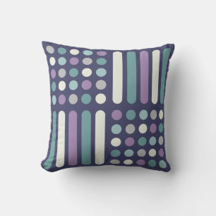 Midcentury Circles Lines Purple Turquoise Cushion