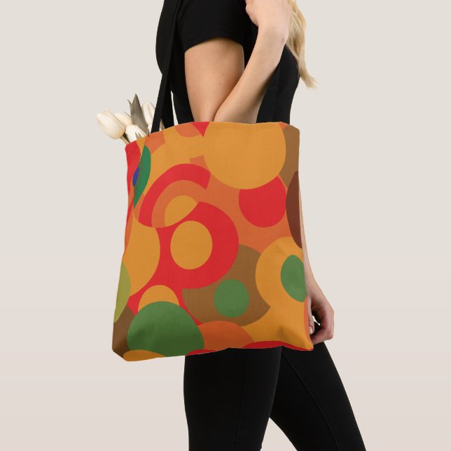 Midcentury Colourful Retro pattern Tote Bag (Close Up)