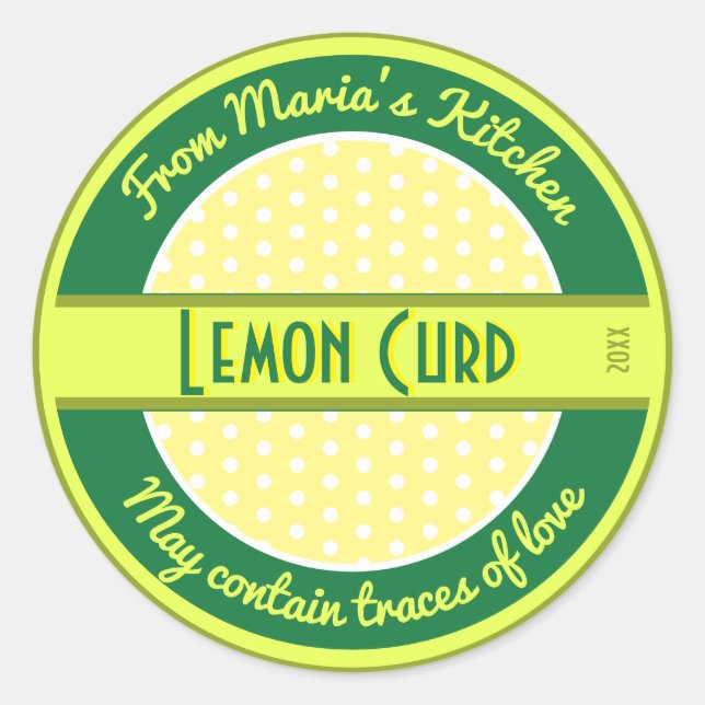 Midcentury Custom Text Food Label with Polka Dots (Front)