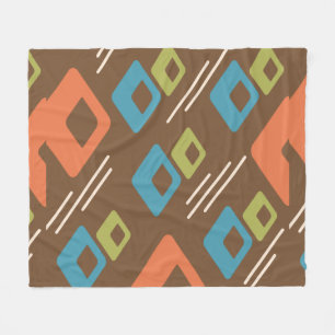 Midcentury Diamonds Art Multicolored Dark Fleece Blanket