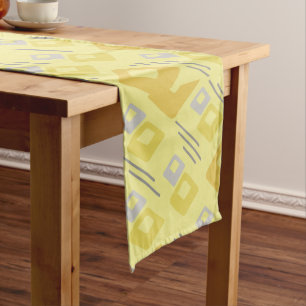 Midcentury Diamonds Art Yellow Short Table Runner