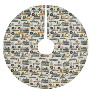 Midcentury Diner Christmas Vinyl Groove Brushed Polyester Tree Skirt