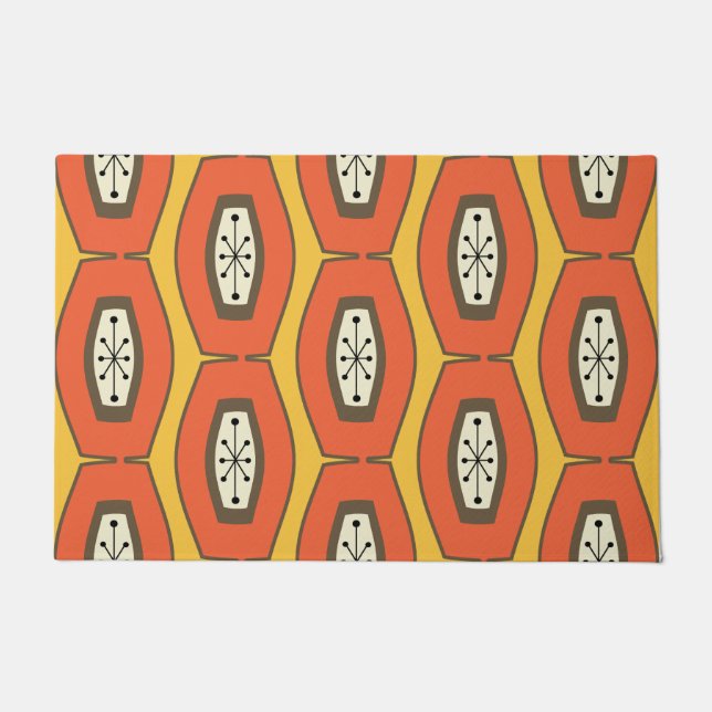 Midcentury Funky Chain Orange Doormat (Front)