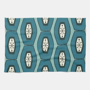 Midcentury Funky Chain Turquoise Tea Towel