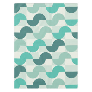 Midcentury Geometric Abstract Bowls Aquamarine Tablecloth