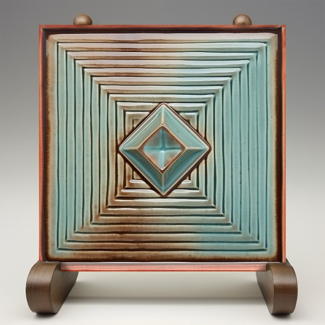 Midcentury Geometric Elegance Earthy Teal Tile (Creator Uploaded)