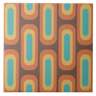 Midcentury Geometric Shapes Multicolored Tile
