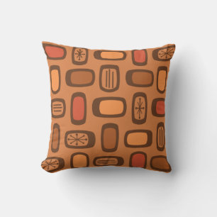 Midcentury MCM Rounded Rectangles Burnt Orange Cushion