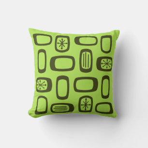 Midcentury MCM Rounded Rectangles Chartreuse Cushion