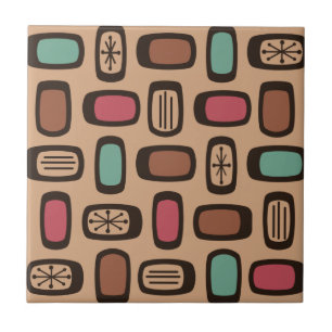 Midcentury MCM Rounded Rectangles Christmas Cookie Tile