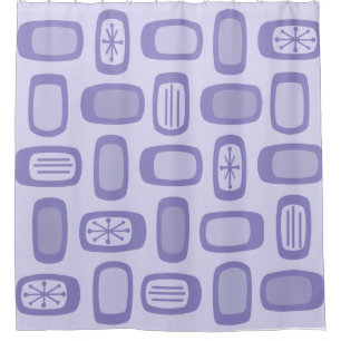Midcentury MCM Rounded Rectangles Lavender Shower Curtain