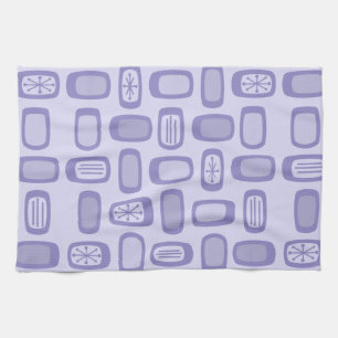 Midcentury MCM Rounded Rectangles Lavender Tea Towel