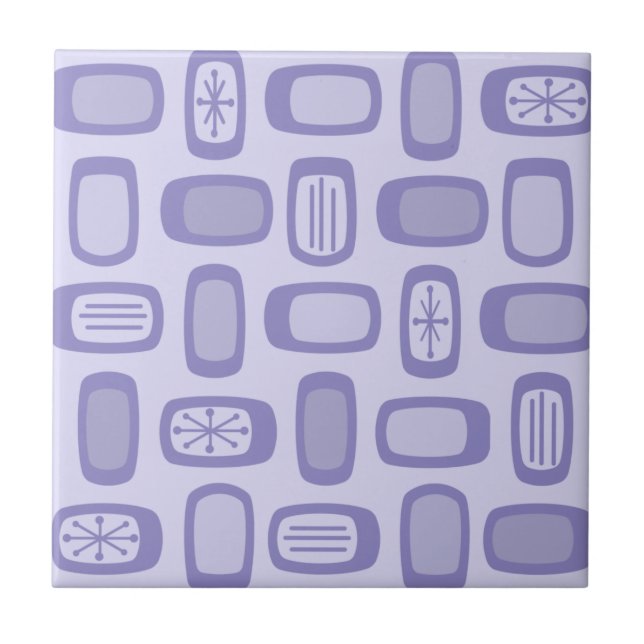 Midcentury MCM Rounded Rectangles Lavender Tile (Front)