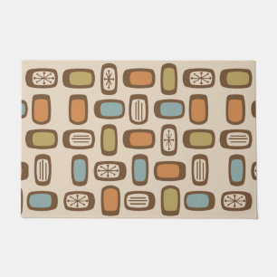 Midcentury MCM Rounded Rectangles Multicolored Doormat