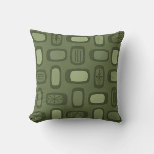 Midcentury MCM Rounded Rectangles Olive Green Cushion