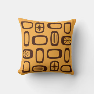 Midcentury MCM Rounded Rectangles Orange Cushion