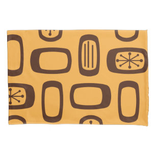 Midcentury MCM Rounded Rectangles Orange Pillowcase