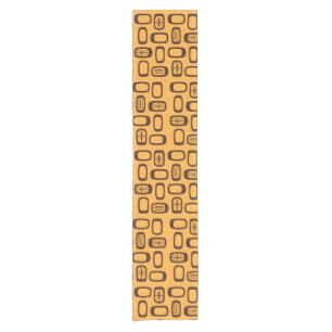 Midcentury MCM Rounded Rectangles Orange Short Table Runner