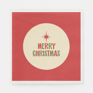 Midcentury Merry Christmas Retro Typography Napkin