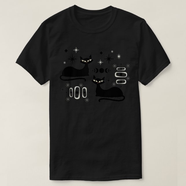 Midcentury Mid Century Cat Retro Atomic Age Space  T-Shirt (Design Front)