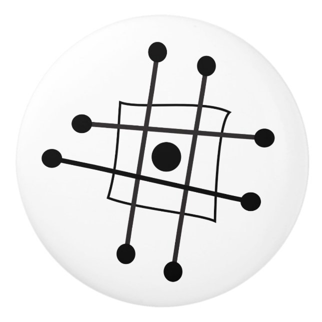 Midcentury Modern Abstract Atomic Art Modernism Ceramic Knob (Front)