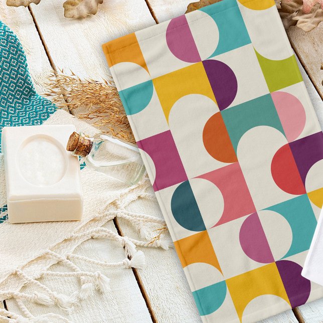 Midcentury Modern Abstract Geometric Print Hand Towel (Creator Uploaded)