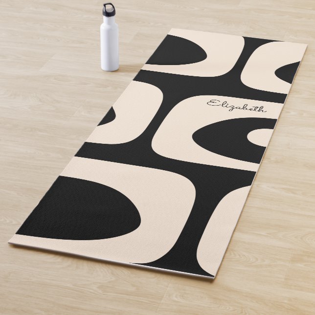 Midcentury Modern Abstract Personalised Black Yoga Mat (In Situ)